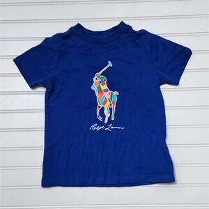 Polo Ralph Lauren Boys Big Pony Cotten Jersey T-Shirt Size 4 Blue
